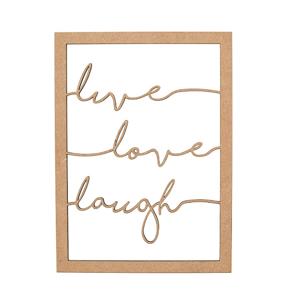 Onlineshoppee Amarillo de Madera estantería de Pared Live/Love/Laugh 